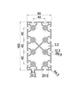 Standard GB5237-2008 80160 Aluminium Frame Material T Slot Extrusion for Products